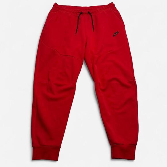 Nike Other - Nike Tech Fleece Joggers Red Black Zip Pocket Pants Large